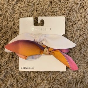 Athleta scrunchies 2 pack NWT rainbow and white
